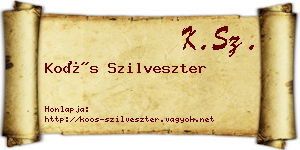 Koós Szilveszter névjegykártya